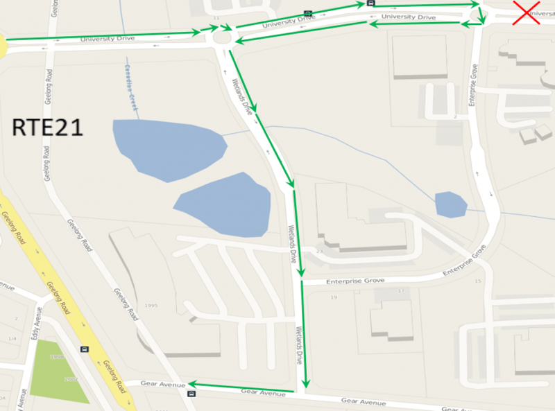 Map Of Route 21 Federation Uni Roadworks