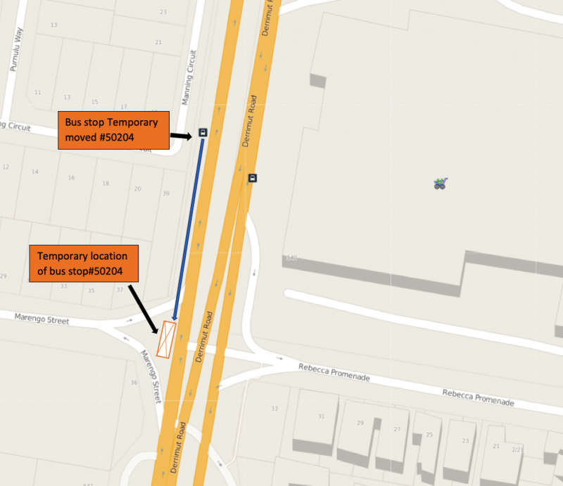 Temporary Bus Stop Relocation On Derrimut Road, Tarneit